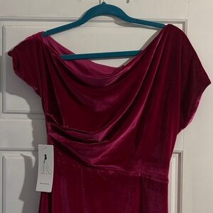 Pink velvet drop shoulder dress